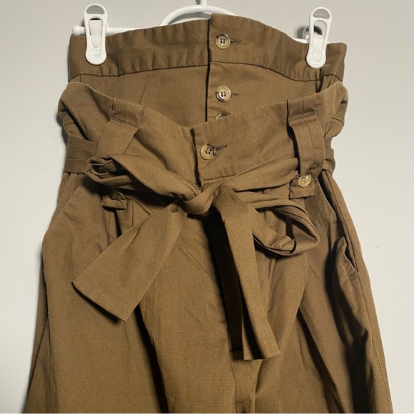 See by Chloe Ultra High Rise Khaki Straight Leg Pant With Two Button Rows Cotton - Picture 13 of 14